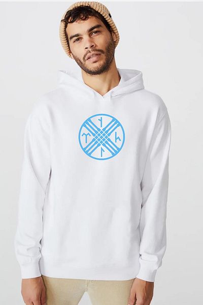 Tshirthane Ανδρικό φούτερ με κουκούλα Tengri Tamga White 3ip
