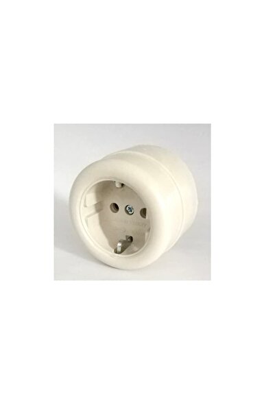 MAKEL Sıva Üstü Ankastre Topraklı Priz Krem Makel