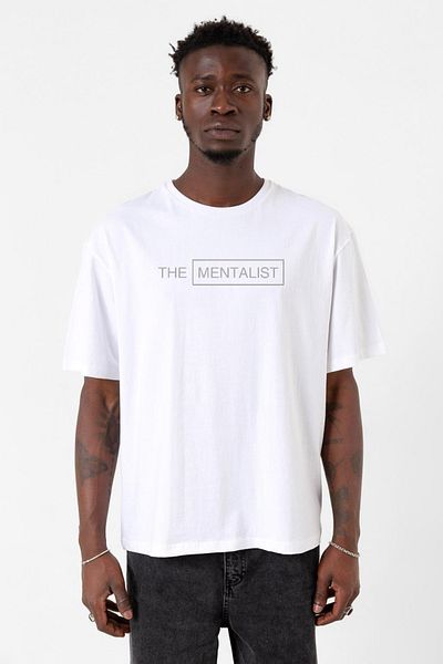 Tshirthane Ανδρικό μπλουζάκι μεγάλου μεγέθους The Mentalist Lettern White