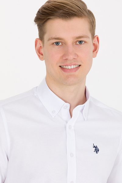 U.S. Polo Assn. Ανδρικό λευκό μακρυμάνικο πουκάμισο Basic 50265664 -VR013