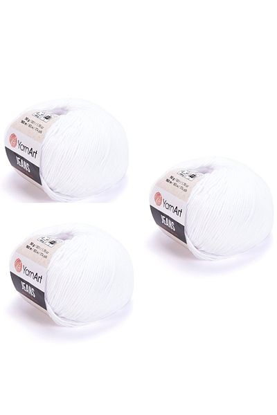 Yarnart Yarn Art Jeans 62 Optical White Amigurumi Πλεκτό νήμα Ζακέτα Πλεκτό νήμα Baby Floss Punch Νήμα 3 Συσκευασία