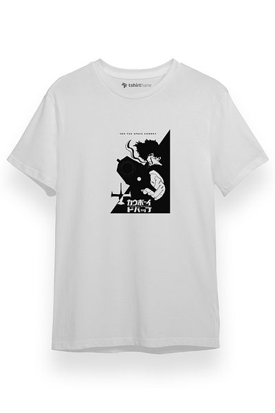 Tshirthane Cowboy Bebop Spike See You Space Cowboy Λευκό κοντομάνικο ανδρικό μπλουζάκι