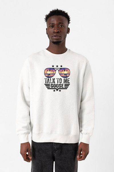 Tshirthane Ανδρικό φούτερ Top Gun Talk To Me Goose White 2ip
