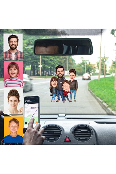 Genel Markalar Kişiye Özel Evli Bay 4 Kişilik Aile Araba Dikiz Ayna Süsü