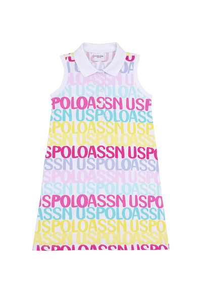 U.S. Polo Assn. Rochie albă tricotată pentru fete 50265759 -VR013