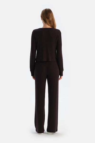Dagi Pantaloni camisole maro închis cu picioare largi