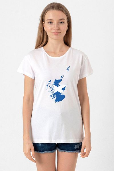 Tshirthane Scotland White Bicycle Collar Women's T-Shirt - Euro 24