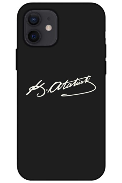 Dara Aksesuar حافظة سيليكون متوافقة مع هاتف Apple iPhone 12 بتوقيع أتاتورك (م...