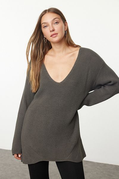 Trendyol Collection Anthracite - Wide Fit, Sustainable Basic Knitwear Sweater Twoaw25Kz00310