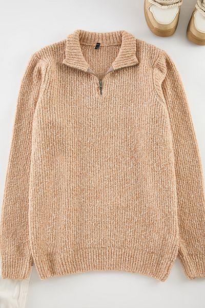 Trendyol Collection Ecrufarbener Unisex-Strickpullover – halber Rollkragenpullover, normale Passform TMNAW25KZ00019