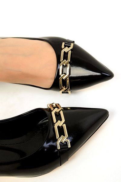 SOHO Patent Leather Black Women's Classic Heeled Shoes - 19547