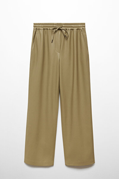 MANGO Leather-Effect Elastic Waist Trousers