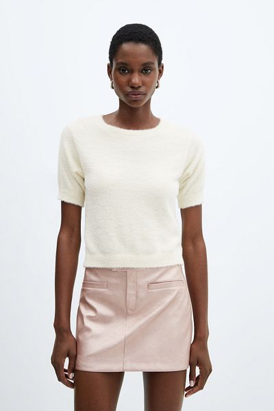 MANGO Faux Fur Knit Sweater