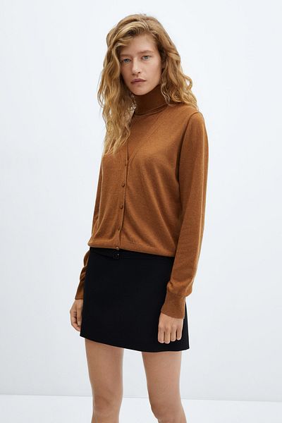 MANGO Pletený cardigan s výstřihem do V