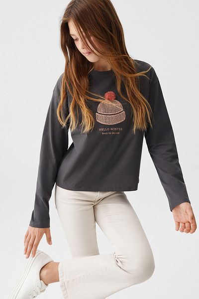 MANGO Kids T-shirt z długim rękawem i nadrukiem