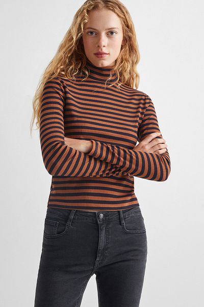 MANGO Kids Gestreiftes Turtleneck-T-Shirt