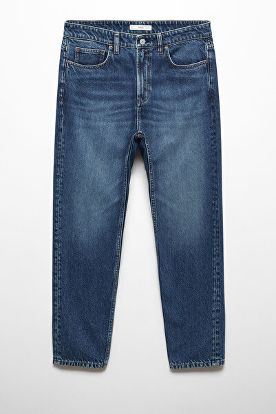 MANGO Man Dark-wash tapered-fit jeans