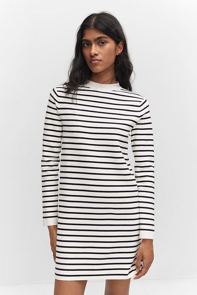MANGO Sukienka Jersey - Wzór w Paski