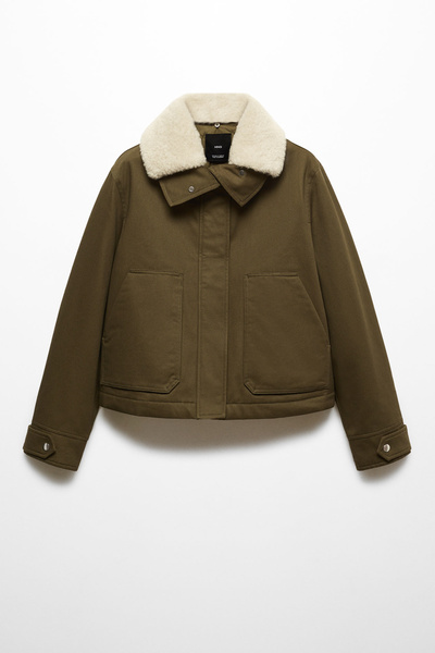 MANGO Woman Parka με αποσπώμενο γούνινο-διαφανές κολάρο