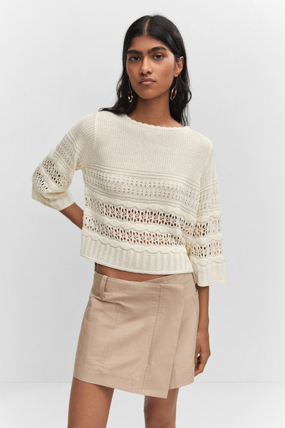 MANGO Openwork Sweater with Flared Sleeves