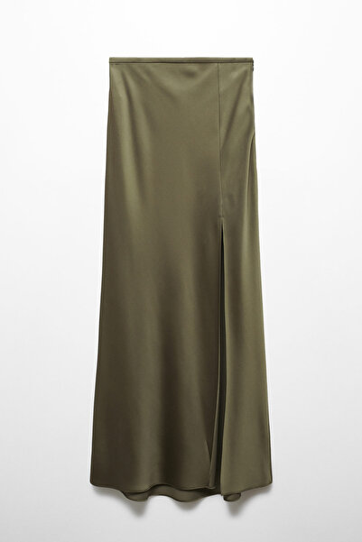 MANGO Satin skirt with side slit