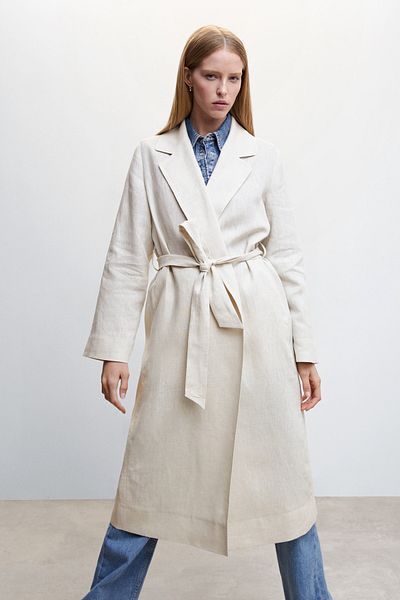 MANGO 100 % Linen-Trench-Mantel
