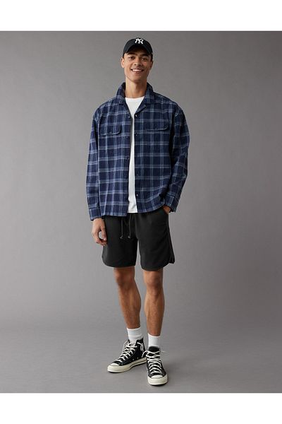 AMERICAN EAGLE قميص AE ميكانيكي من مزيج الكتان U-2512-6259-516