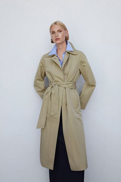 MANGO Trench coat fluid cu tie