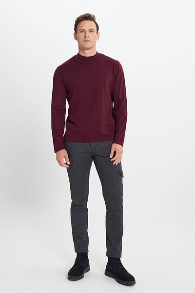AC&Co / Altınyıldız Classics Claret Red Men's Knitwear Sweater - Standard Fit, Half Turtleneck