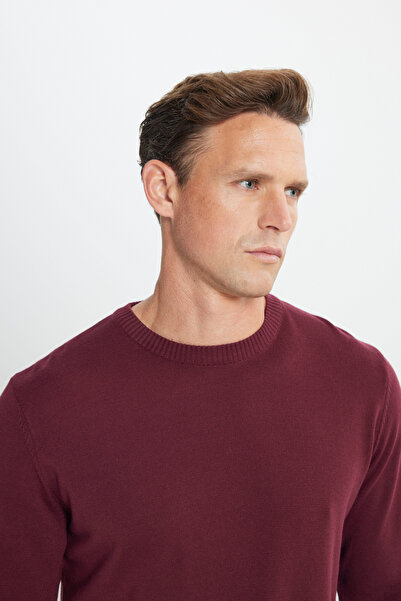 ALTINYILDIZ CLASSICS Erkek Bordo Standart Fit Normal Kesim Bisiklet Yaka Pamuklu Triko Kazak