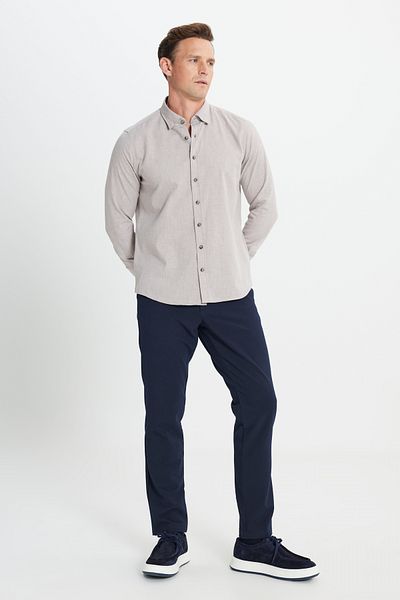 ALTINYILDIZ CLASSICS Zimní pánská košile - Slim Fit, Slim Fit, límeček na knoflíky, Oxford Flanel