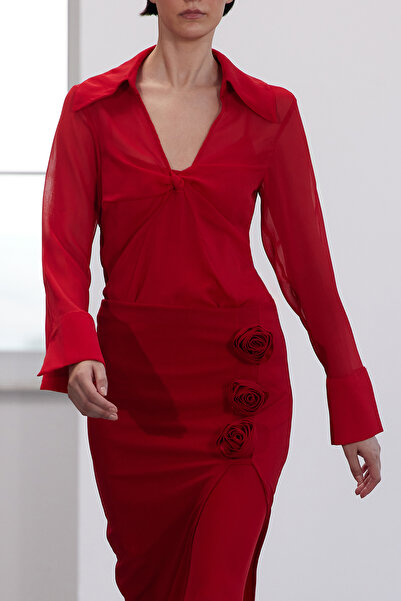 Trendyol Collection Limitált kiadású piros sifonblúz - Yoryo TPRAW25BZ00005