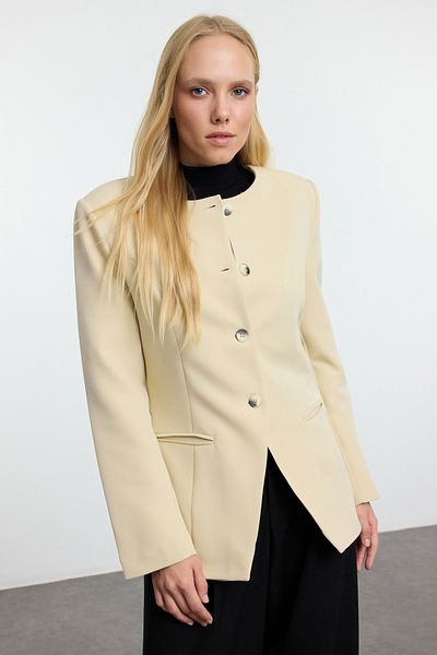 Trendyol Collection Bike Round Collar Stone Blazer Jacke - TWOAW25BC00009