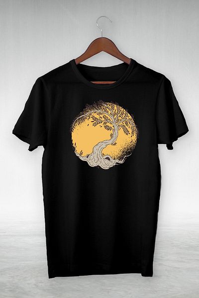 Pink Sky Μαύρο T-Shirt με εικονογράφηση