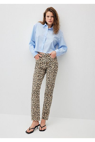 Mavi Newyorské džínové kalhoty s leopardím vzorem -101441-88641