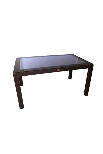 Capissi Rattan Camlı Masa Takımı 90x150 Ölçü Masa 6 Adet Bambu Rattan Koltuk