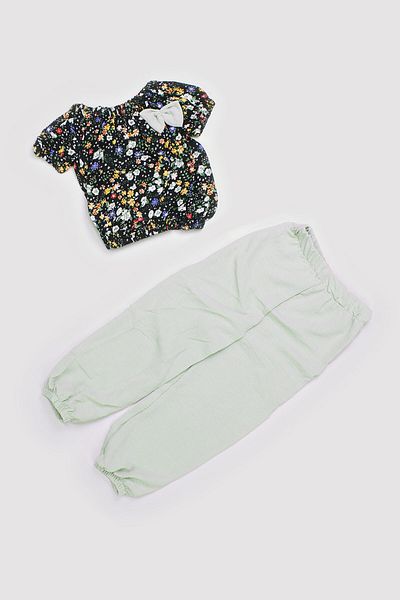 Peki Set bluză și pantaloni pentru copii - Airobin Printed, set de 5, vară, fund elastic - 13291