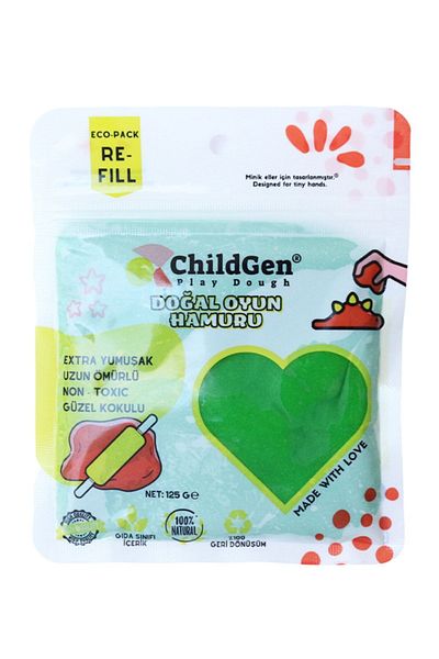 ChildGen عجينة اللعب الطبيعية - أخضر - عبوة خرطوشة مفرغة - (ecopack-refill)