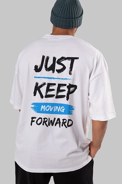 Pink Sky Μαύρο μπλουζάκι Oversize - Just Keep Moving Crew Neck Ανδρικά Γυναικεία