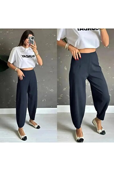 pazarella Women's Crepe Fabric Balloon Pants
