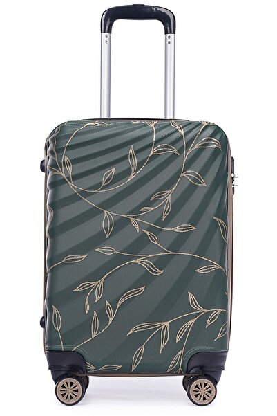 Wexta Wx-300 Yaprak Baskılı Yağ Yeşili Büyük & Kabin Boy 2'li Set Valiz / Seyahat Bavulu