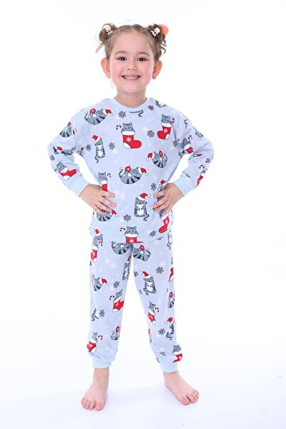 Beniizle CAT PATTERNED UNISEX CHILDREN'S PAJAMAS SET