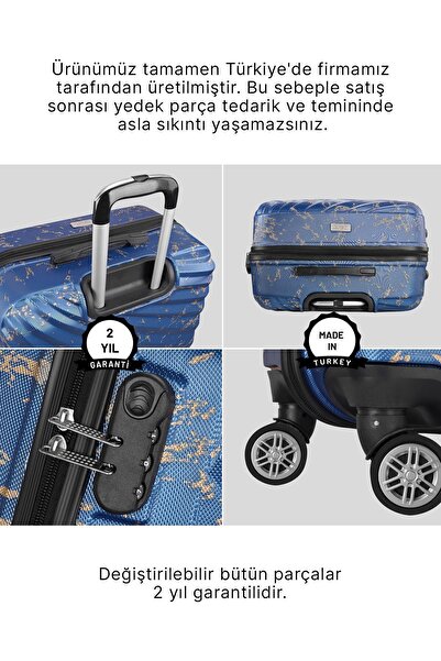 Wexta Wx-300 Çivit Büyük Boy Baskılı Valiz