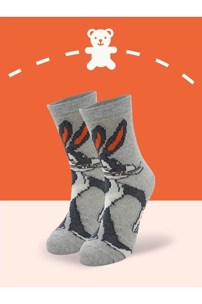 Black Arden Socks Çocuk Soket Çorap 2 Çift Pamuklu Gri Çiçekli Desenli Günlük...