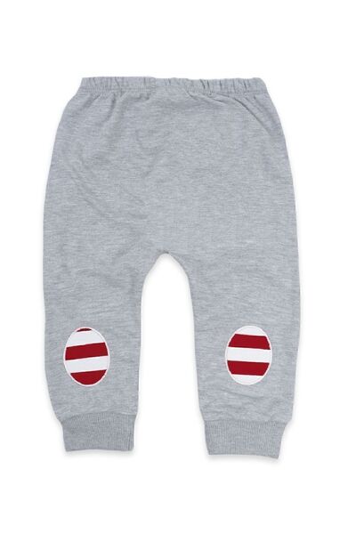 Bebelop Polo Collar Striped Single Pocket Knee Protection Baby Boy Top and Bottom Stitched Combed Cotton Set