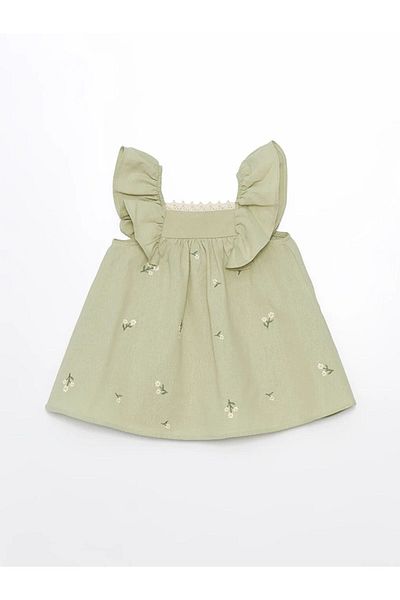 LC Waikiki LCW baby Square Collar Sleeveless Floral Print Baby Girl Dress