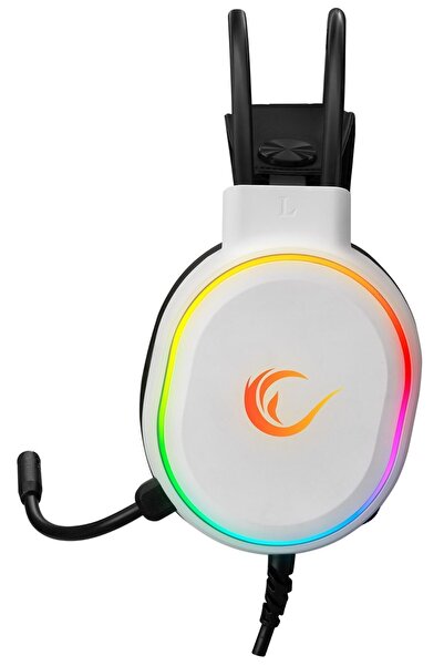 Rampage Căști pentru jocuri Rogue White USB 7.1 Surround RGB LED cu microfon