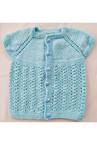 Bircan Hediyelik Açık Mavi El Örgüsü Robadan Bebek Yeleği 1 - 3 Yaş