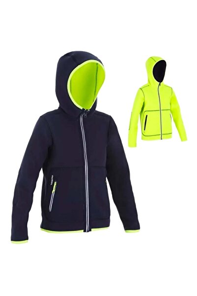 Decathlon Tribord Children's Fleece Coat - Reversible, Navy/Neon Yellow, Sailing 500