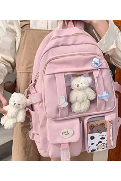 SERİN Srn, Serin Design Ayılı, Çok Bölmeli, Kore Okul Çantası (AKSESUARLI)